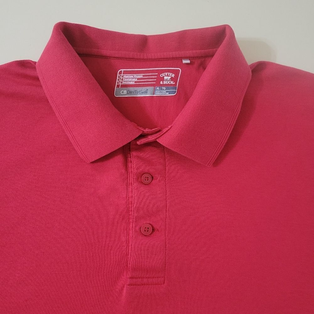 Cutter & Buck CB Drytec Solid Red Mens Short Sleeve Polo - Picture 8 of 14